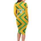 Custom Australia Socceroos Football Family Matching Long Sleeve Bodycon Dress and Hawaiian Shirt 2025 Sporty Version