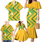 Custom Australia Socceroos Football Family Matching Mermaid Dress and Hawaiian Shirt 2025 Sporty Version