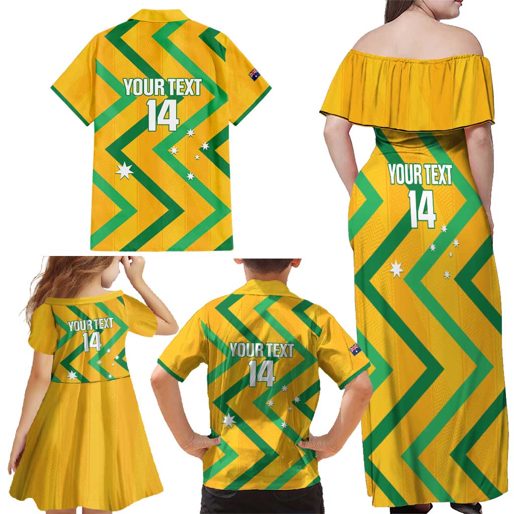 Custom Australia Socceroos Football Family Matching Off Shoulder Maxi Dress and Hawaiian Shirt 2025 Sporty Version