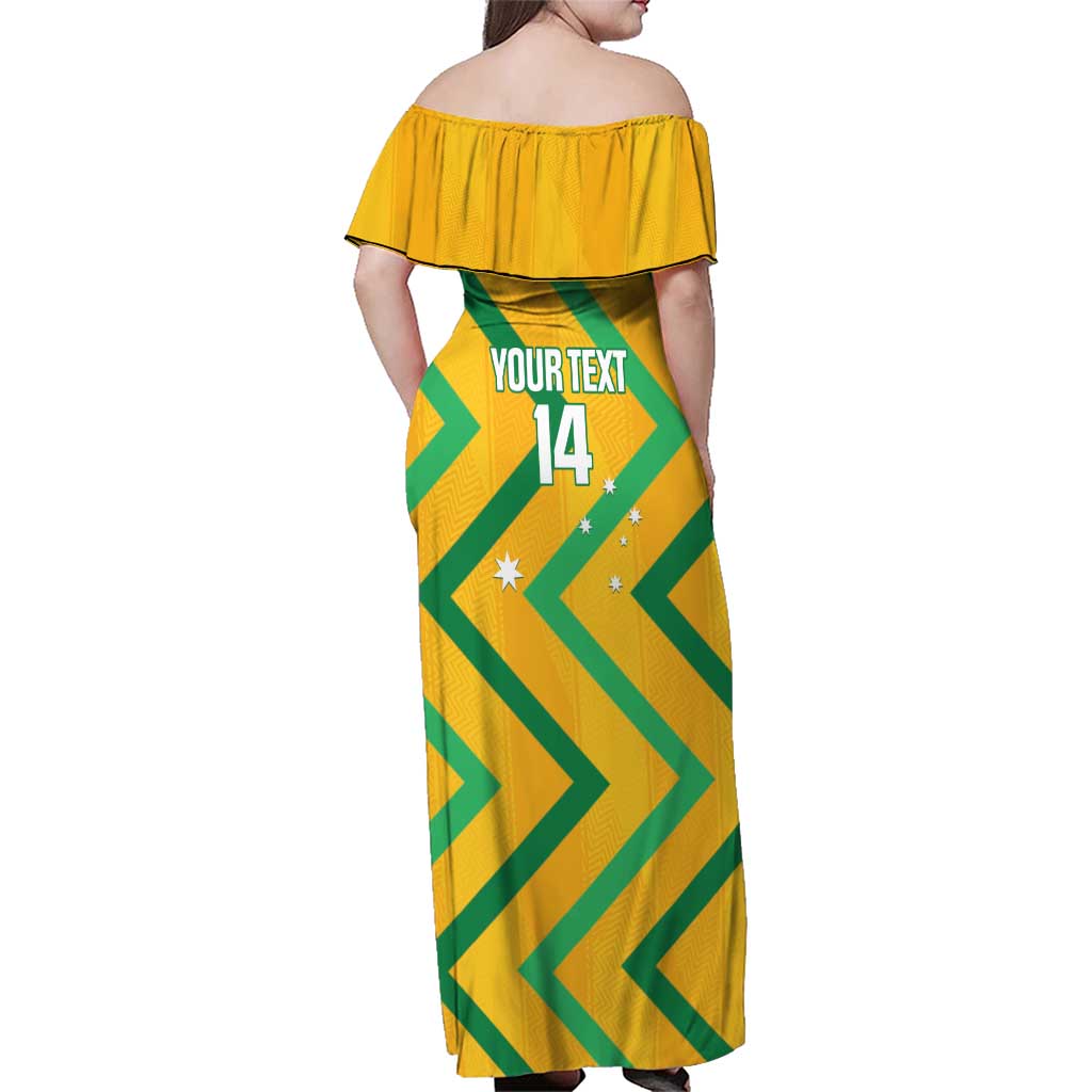 Custom Australia Socceroos Football Family Matching Off Shoulder Maxi Dress and Hawaiian Shirt 2025 Sporty Version