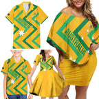 Custom Australia Socceroos Football Family Matching Off Shoulder Short Dress and Hawaiian Shirt 2025 Sporty Version