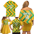 Custom Australia Socceroos Football Family Matching Off Shoulder Short Dress and Hawaiian Shirt 2025 Sporty Version