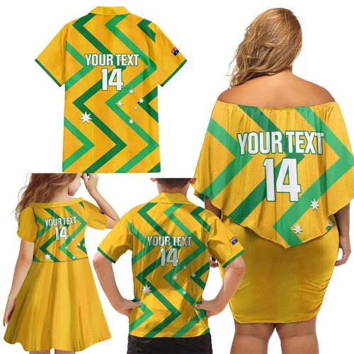Custom Australia Socceroos Football Family Matching Off Shoulder Short Dress and Hawaiian Shirt 2025 Sporty Version