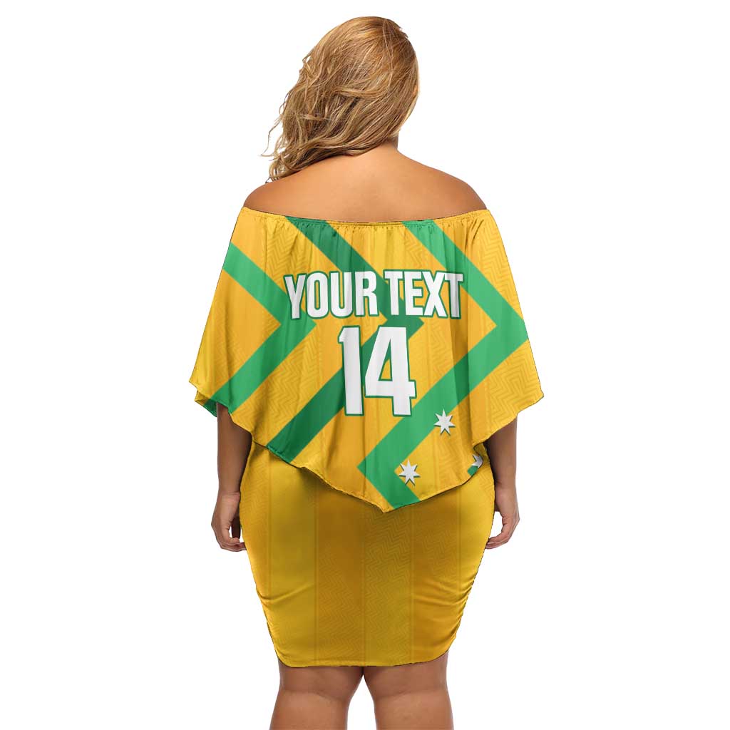 Custom Australia Socceroos Football Family Matching Off Shoulder Short Dress and Hawaiian Shirt 2025 Sporty Version