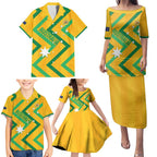 Custom Australia Socceroos Football Family Matching Puletasi and Hawaiian Shirt 2025 Sporty Version