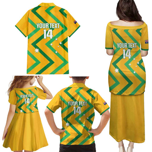 Custom Australia Socceroos Football Family Matching Puletasi and Hawaiian Shirt 2025 Sporty Version