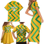 Custom Australia Socceroos Football Family Matching Short Sleeve Bodycon Dress and Hawaiian Shirt 2025 Sporty Version