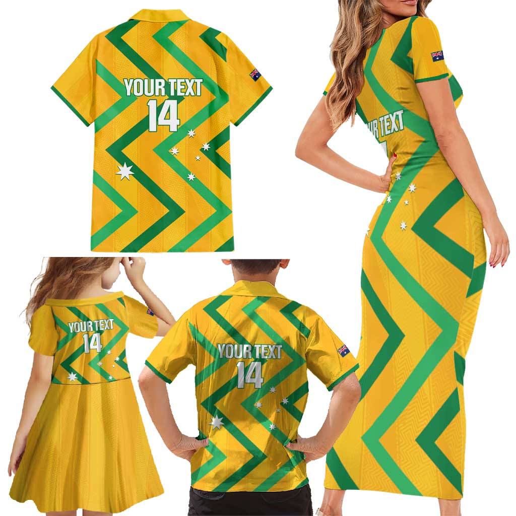 Custom Australia Socceroos Football Family Matching Short Sleeve Bodycon Dress and Hawaiian Shirt 2025 Sporty Version
