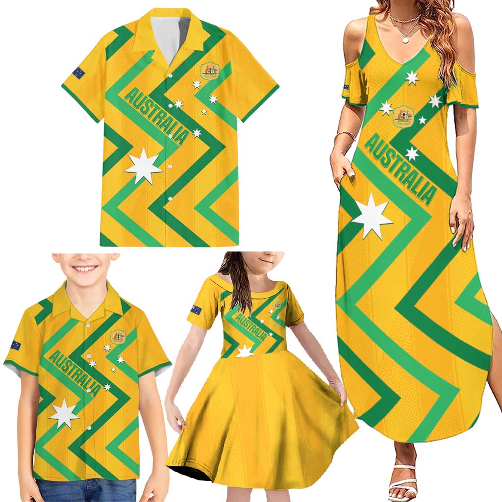 Custom Australia Socceroos Football Family Matching Summer Maxi Dress and Hawaiian Shirt 2025 Sporty Version
