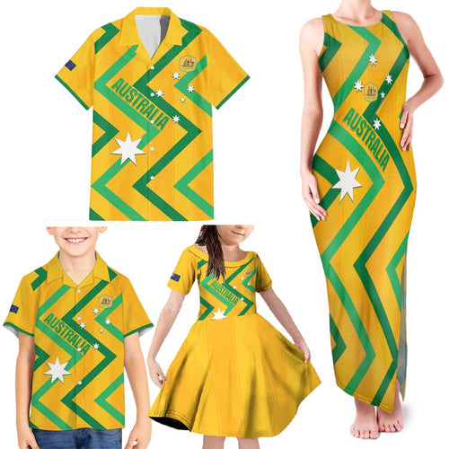 Custom Australia Socceroos Football Family Matching Tank Maxi Dress and Hawaiian Shirt 2025 Sporty Version