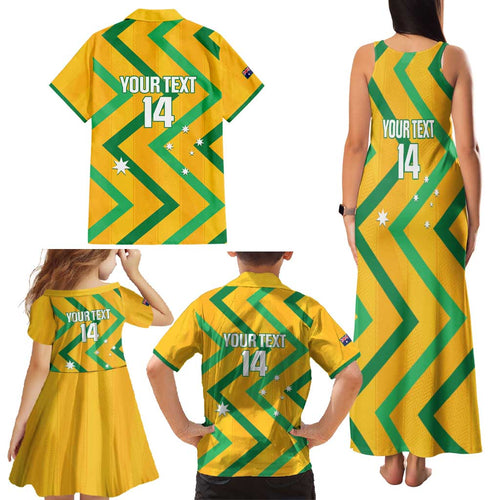 Custom Australia Socceroos Football Family Matching Tank Maxi Dress and Hawaiian Shirt 2025 Sporty Version