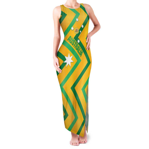 Custom Australia Socceroos Football Family Matching Tank Maxi Dress and Hawaiian Shirt 2025 Sporty Version