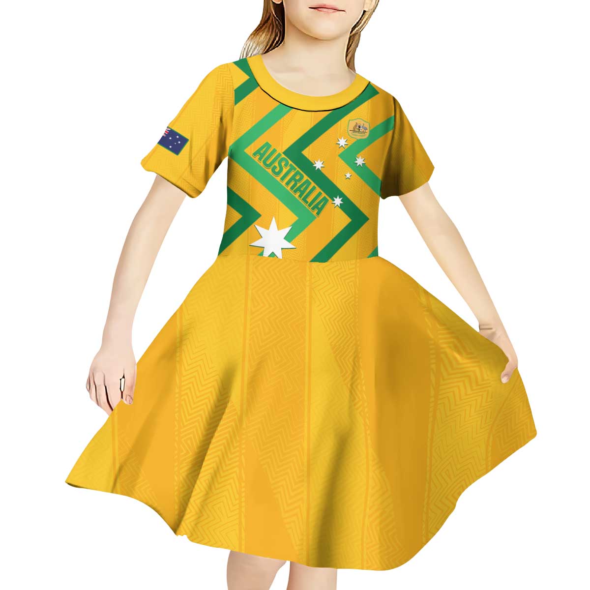 Custom Australia Socceroos Football Kid Short Sleeve Dress 2025 Sporty Version
