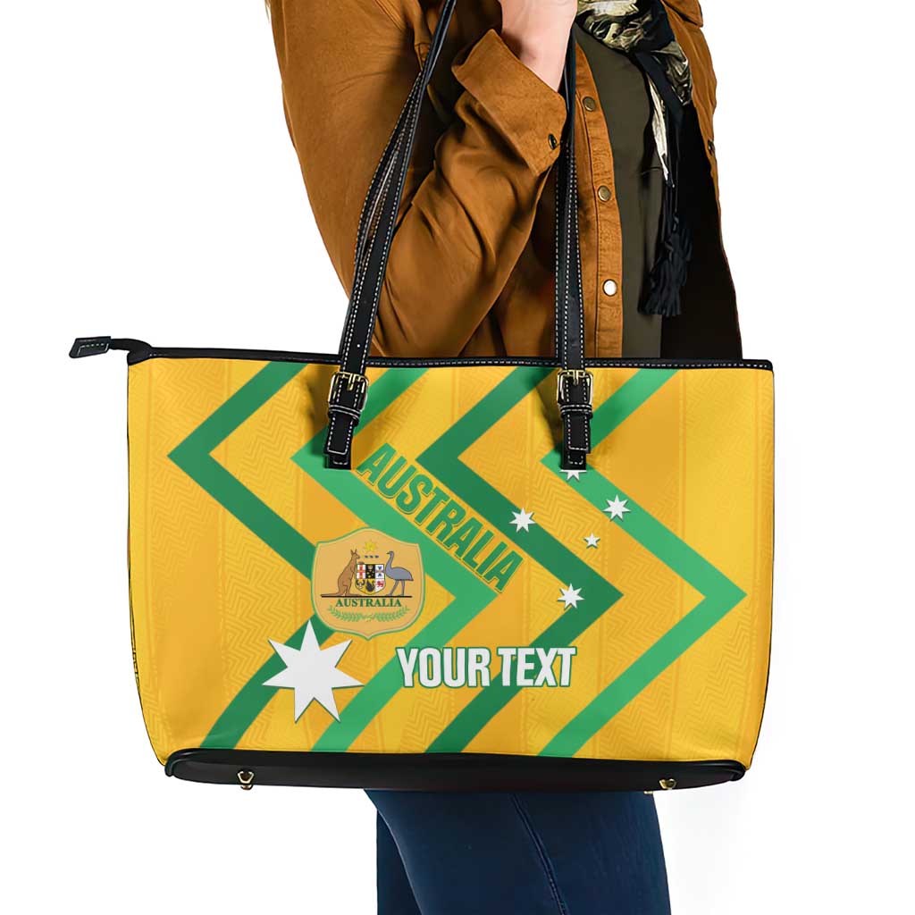 Custom Australia Socceroos Football Leather Tote Bag 2025 Sporty Version