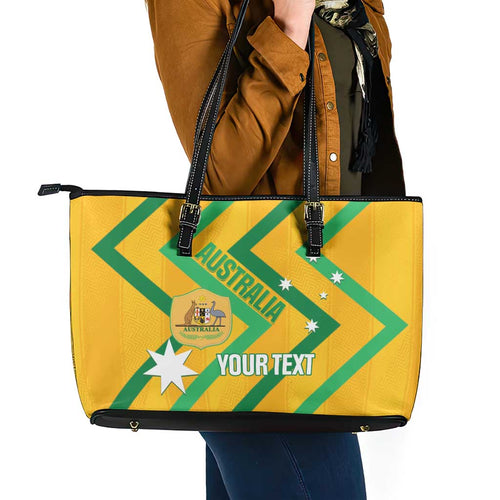 Custom Australia Socceroos Football Leather Tote Bag 2025 Sporty Version