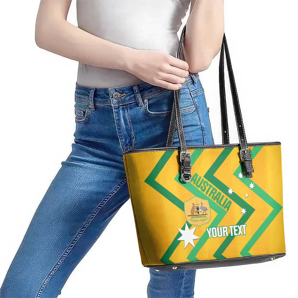 Custom Australia Socceroos Football Leather Tote Bag 2025 Sporty Version