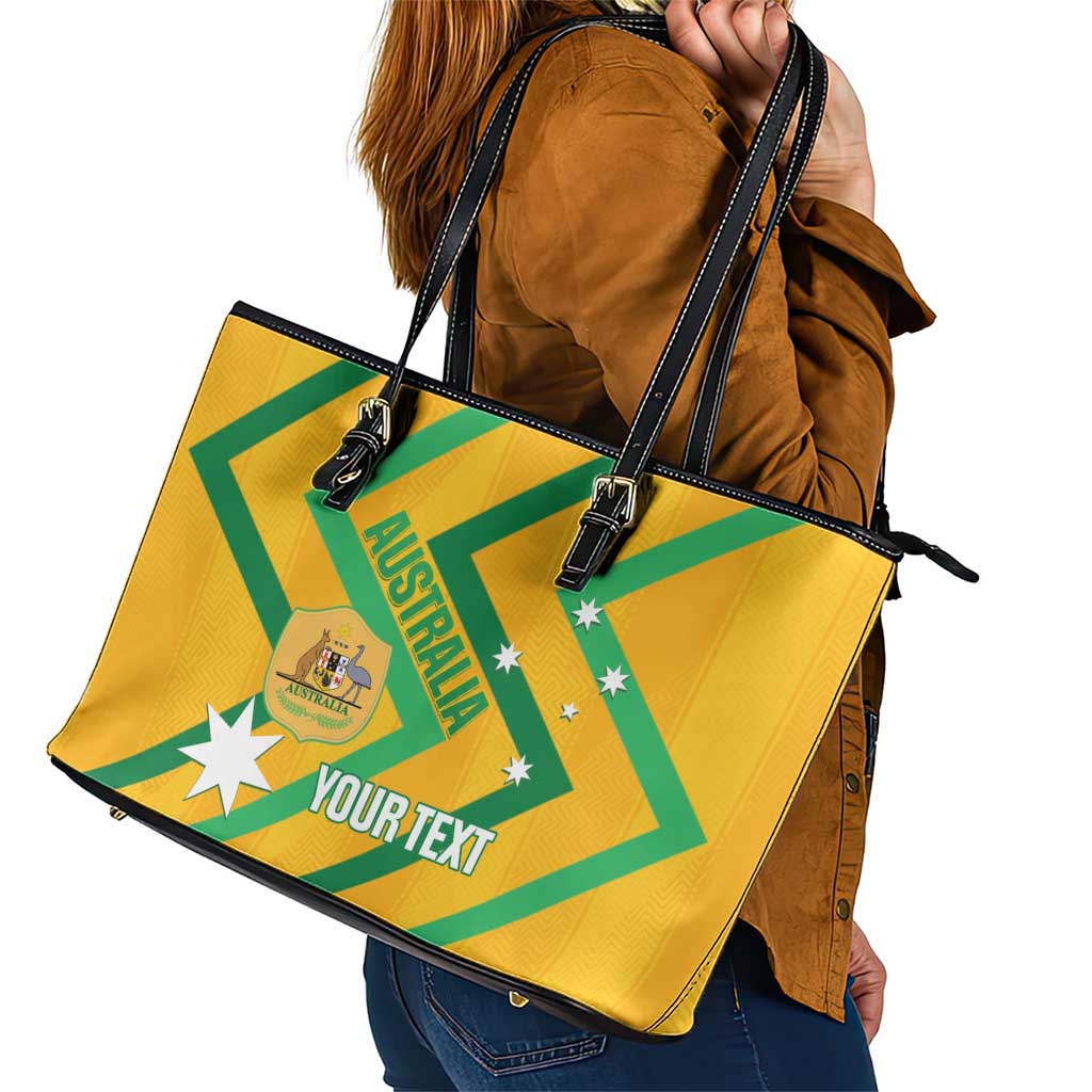 Custom Australia Socceroos Football Leather Tote Bag 2025 Sporty Version