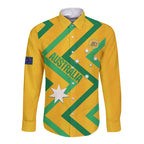 Custom Australia Socceroos Football Long Sleeve Button Shirt 2025 Sporty Version