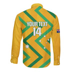 Custom Australia Socceroos Football Long Sleeve Button Shirt 2025 Sporty Version