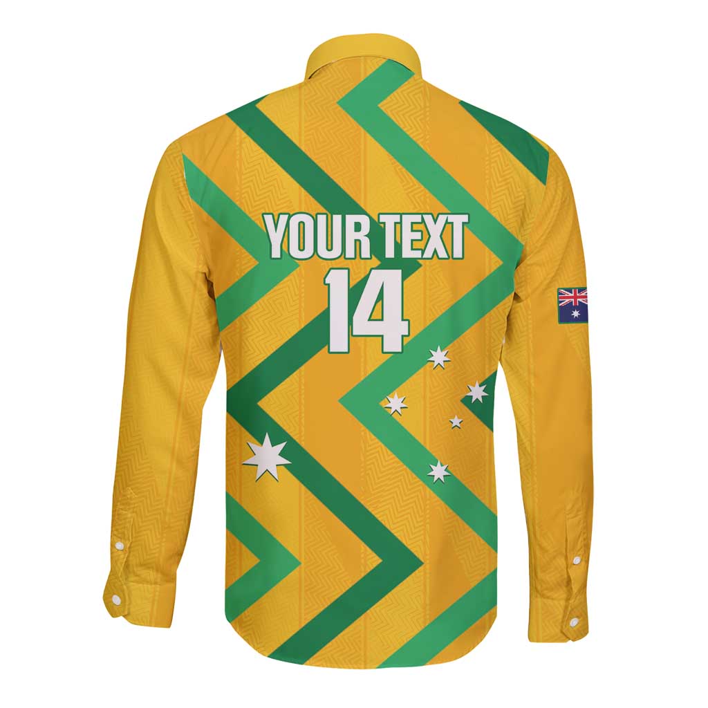 Custom Australia Socceroos Football Long Sleeve Button Shirt 2025 Sporty Version