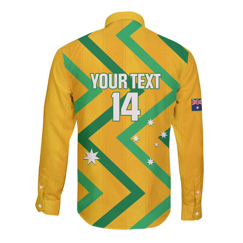 Custom Australia Socceroos Football Long Sleeve Button Shirt 2025 Sporty Version