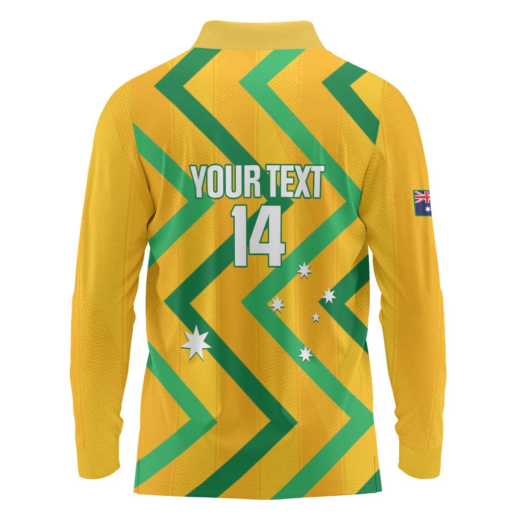 Custom Australia Socceroos Football Long Sleeve Polo Shirt 2025 Sporty Version