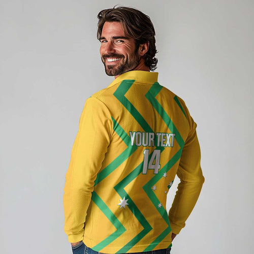 Custom Australia Socceroos Football Long Sleeve Polo Shirt 2025 Sporty Version