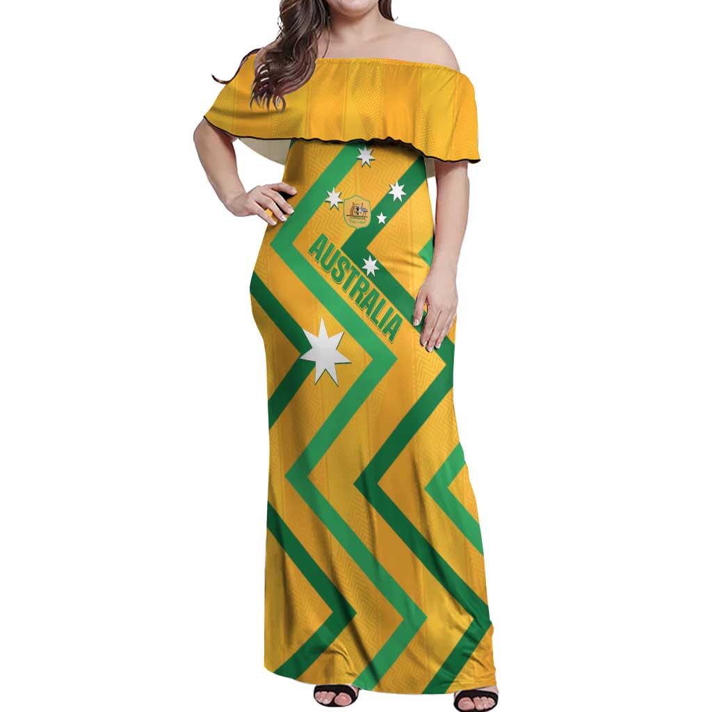 Custom Australia Socceroos Football Off Shoulder Maxi Dress 2025 Sporty Version