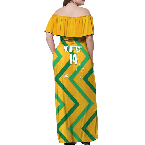 Custom Australia Socceroos Football Off Shoulder Maxi Dress 2025 Sporty Version