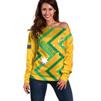 Custom Australia Socceroos Football Off Shoulder Sweater 2025 Sporty Version