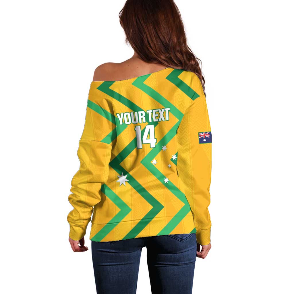 Custom Australia Socceroos Football Off Shoulder Sweater 2025 Sporty Version