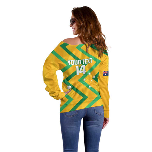 Custom Australia Socceroos Football Off Shoulder Sweater 2025 Sporty Version