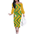 Custom Australia Socceroos Football Off The Shoulder Long Sleeve Dress 2025 Sporty Version