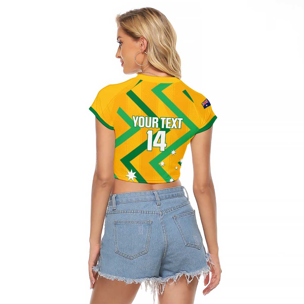 Custom Australia Socceroos Football Raglan Cropped T Shirt 2025 Sporty Version