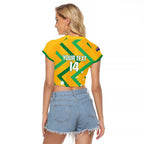 Custom Australia Socceroos Football Raglan Cropped T Shirt 2025 Sporty Version