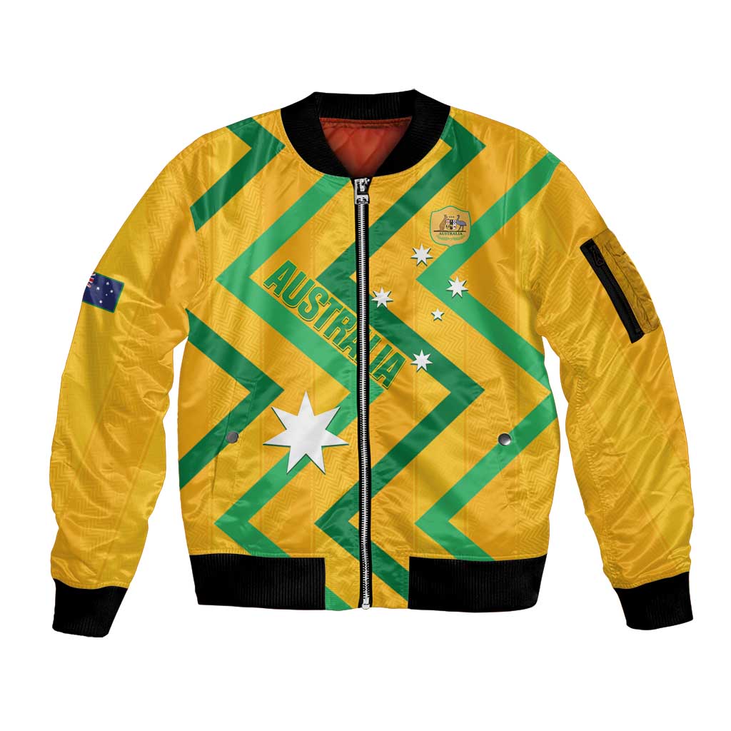 Custom Australia Socceroos Football Sleeve Zip Bomber Jacket 2025 Sporty Version