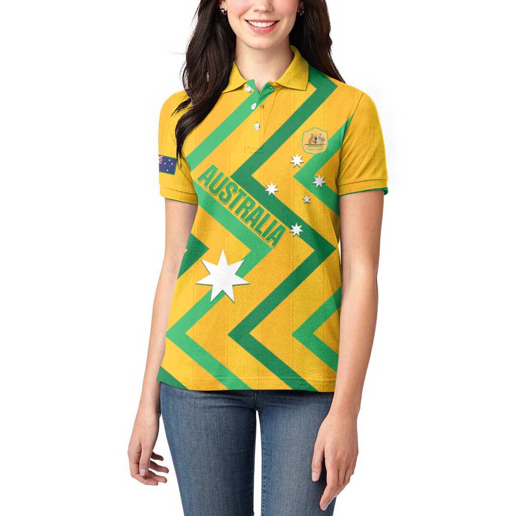 Custom Australia Socceroos Football Women Polo Shirt 2025 Sporty Version