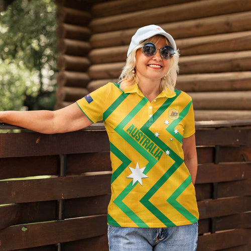 Custom Australia Socceroos Football Women Polo Shirt 2025 Sporty Version