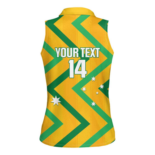 Custom Australia Socceroos Football Women Sleeveless Polo Shirt 2025 Sporty Version