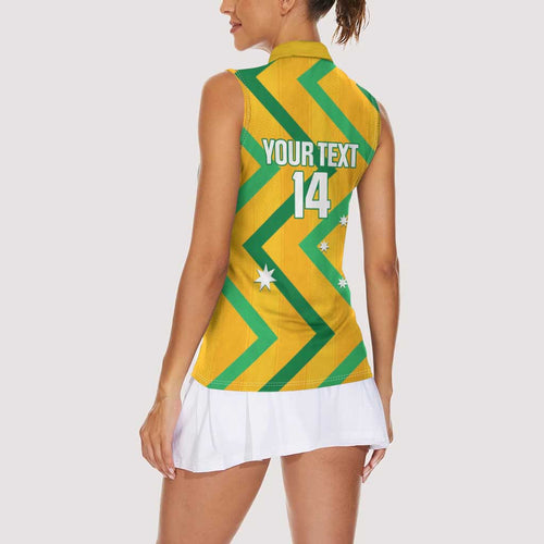 Custom Australia Socceroos Football Women Sleeveless Polo Shirt 2025 Sporty Version