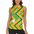 Custom Australia Socceroos Football Women Sleeveless Polo Shirt 2025 Sporty Version