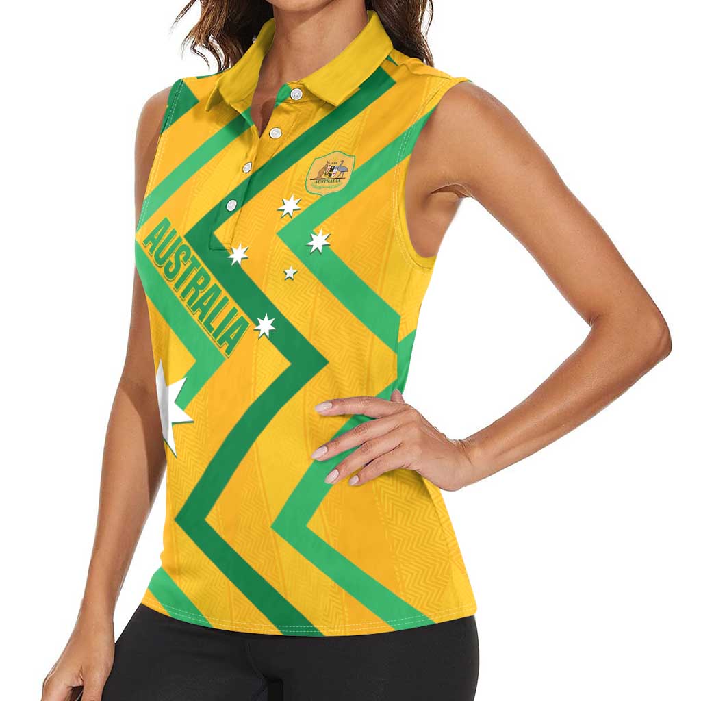 Custom Australia Socceroos Football Women Sleeveless Polo Shirt 2025 Sporty Version