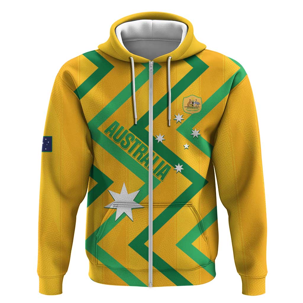 Custom Australia Socceroos Football Zip Hoodie 2025 Sporty Version