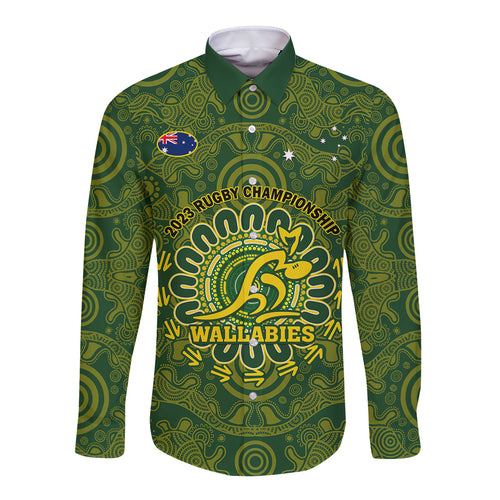 personalised-australia-rugby-long-sleeve-button-shirt-wallabies-2023-go-champions-indigenous-art