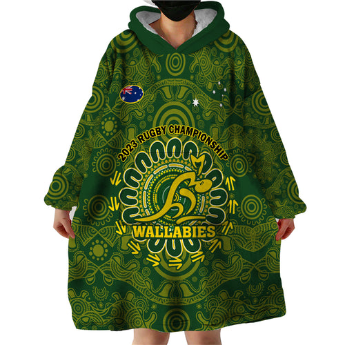 personalised-australia-rugby-wearable-blanket-hoodie-wallabies-2023-go-champions-indigenous-art