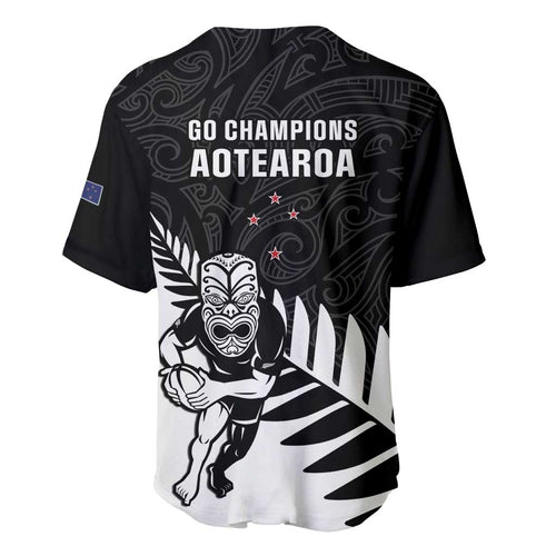 New Zealand Silver Fern Rugby Baseball Jersey All Black Go Champions Maori Pattern LT14