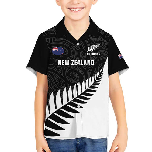 New Zealand Silver Fern Rugby Hawaiian Shirt All Black Go Champions Maori Pattern LT14