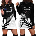 New Zealand Silver Fern Rugby Hoodie Dress All Black Go Champions Maori Pattern LT14