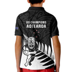 New Zealand Silver Fern Rugby Kid Polo Shirt All Black Go Champions Maori Pattern LT14