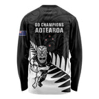 New Zealand Silver Fern Rugby Long Sleeve Shirt All Black Go Champions Maori Pattern LT14